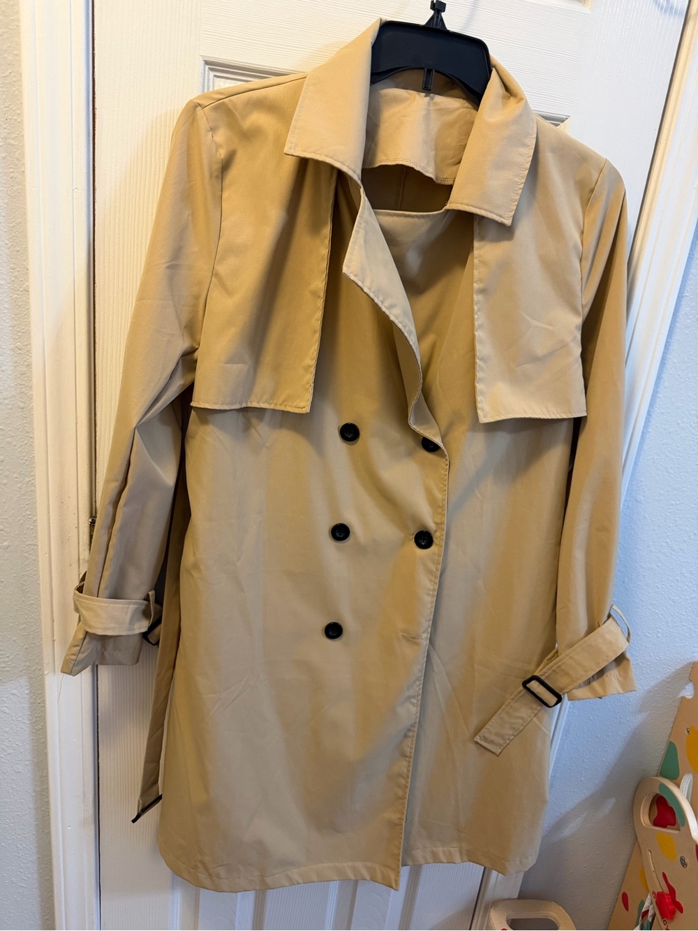 Amazon Women's Beige Double-Breasted Trench Coat